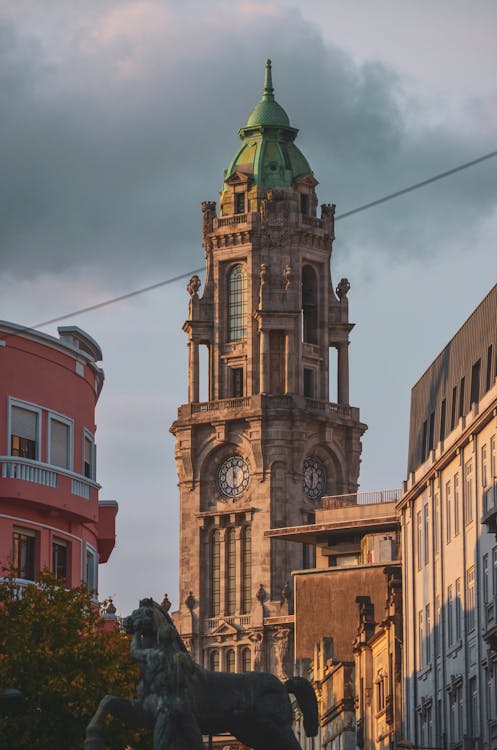 Free The Clock Tower of the City Hall of Porto in Portugal Stock Photo