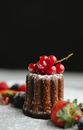 Tasty cake on black background