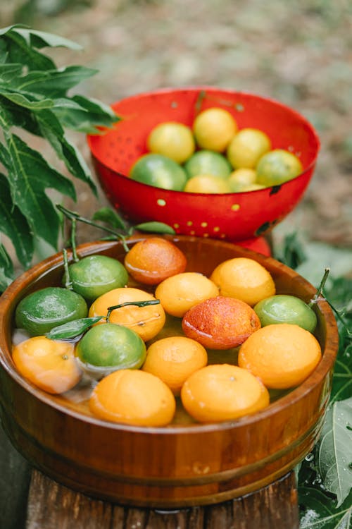 Free Fresh fruits in bowls with clear water Stock Photo