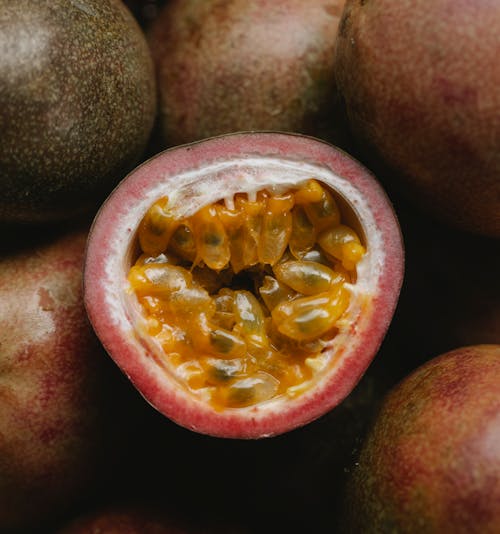 Ripe half of passion fruit