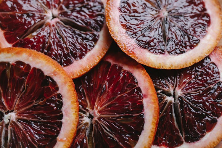 Slices Of Fresh Juicy Red Orange