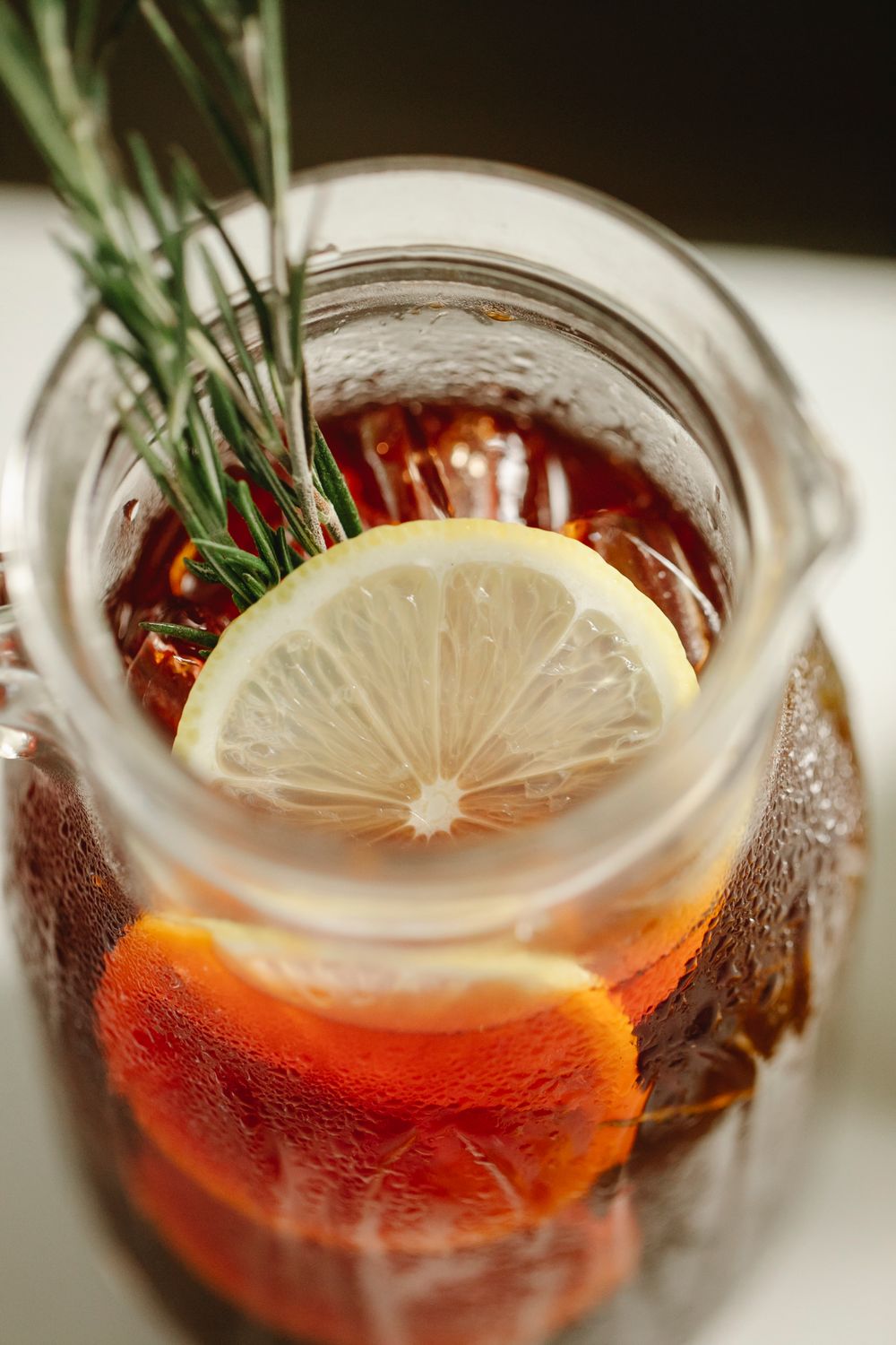 Refreshing drink with lemon and rosemary