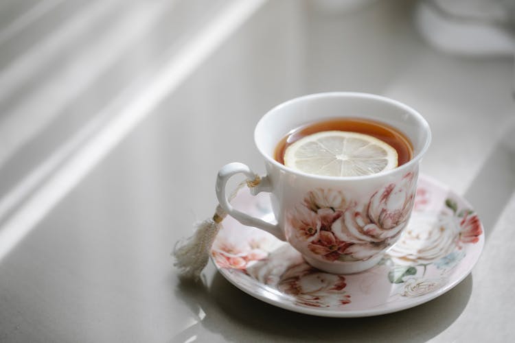 Elegant Cup Of Hot Tea With Lemon