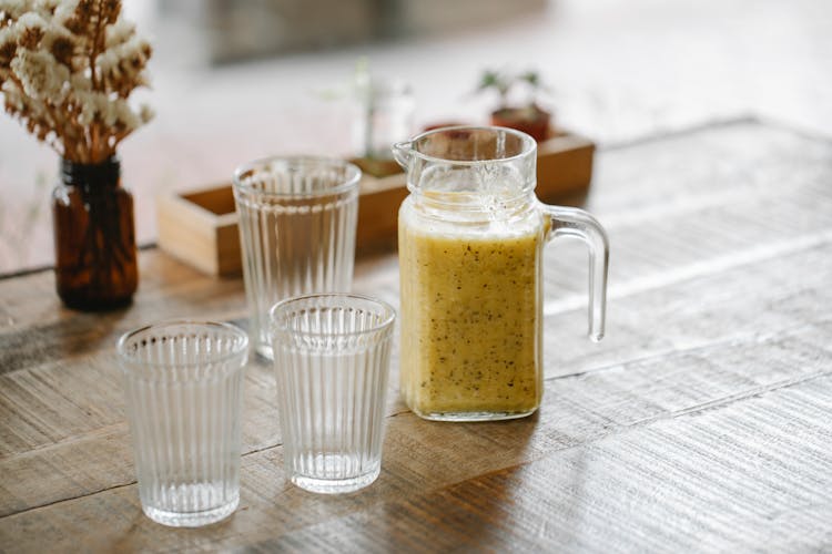 Jar With Vegan Smoothie In Cafe