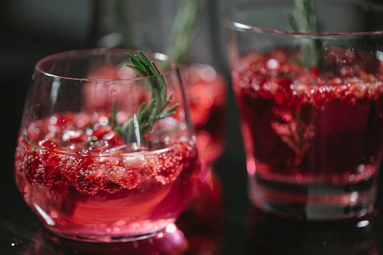 Delicious Cocktails In Transparent Glasses