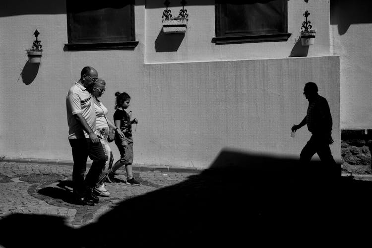 People Walking On Town Historical Street