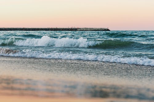 Ocean Waves Crashing on Shore