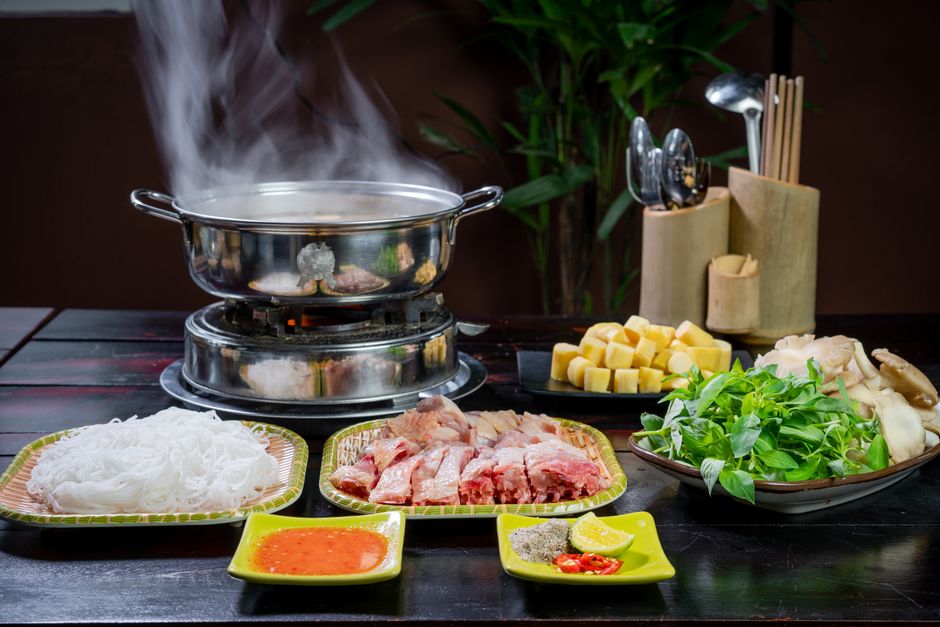 sliced beef and vegetables for hotpot