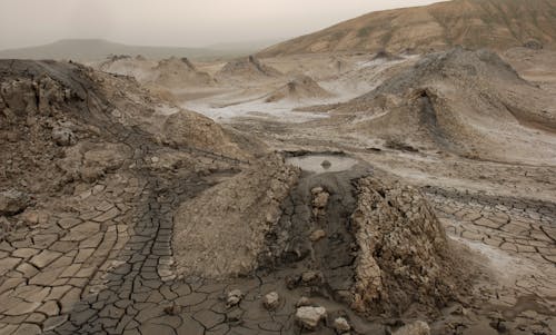 Cracked Soils on a Terrain Land 