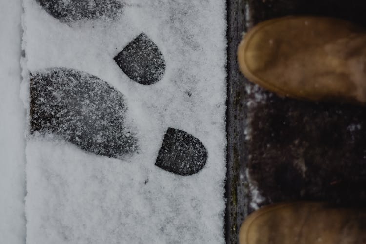 Shoe Prints On Snow