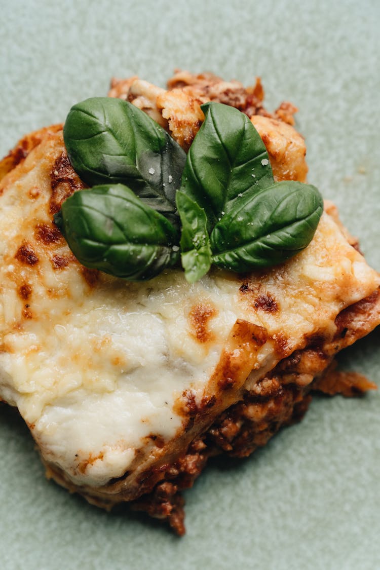 Close-up Photo Of Cheesy Lasagna