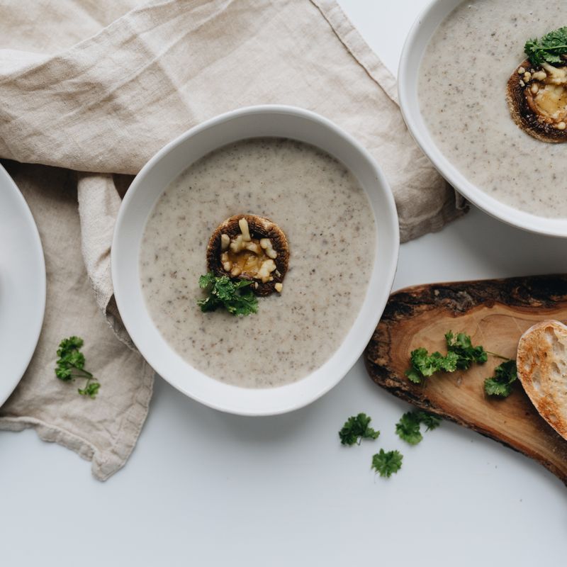 Creamy Cremini Mushroom Soup with Thyme