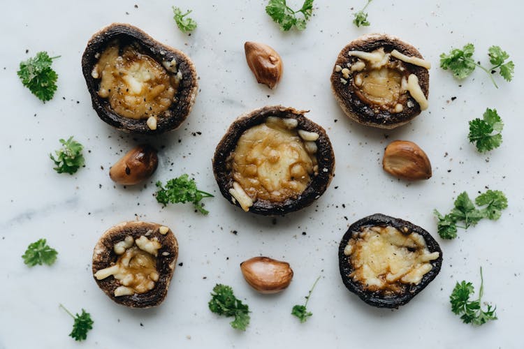 Cooked Mushrooms On White Surface