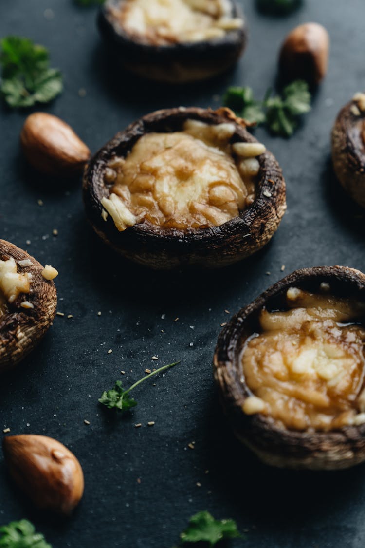 Cooked Mushrooms And Garlic