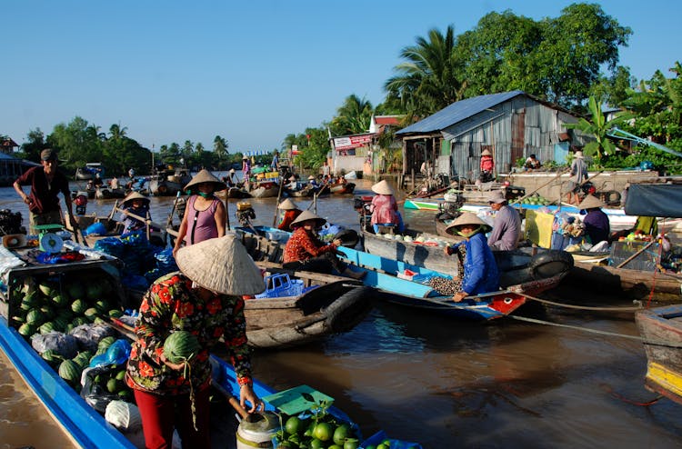 A Floating Market In A River