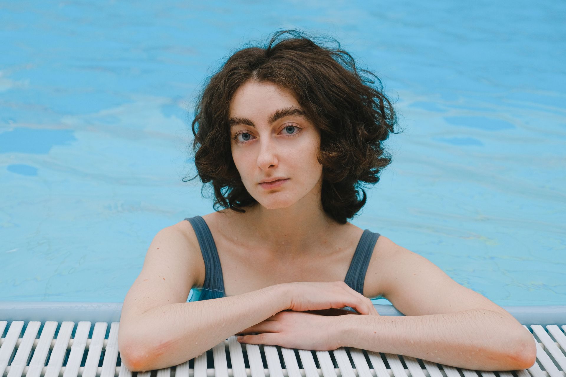 Close-Up Shot of a Woman in the Swimming Pool