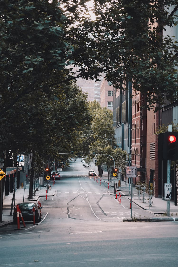 Empty Street On A City 