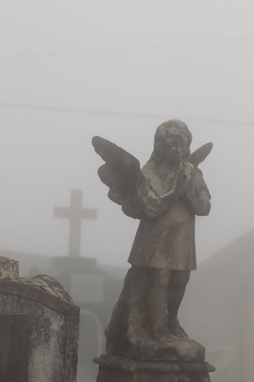 A Concrete Statue of an Angel