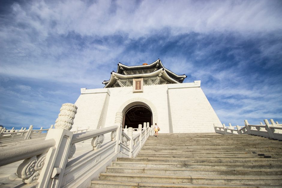 Stone facade of the Ahn Changho memorial hall inside Dosan Park, Apgujeong
