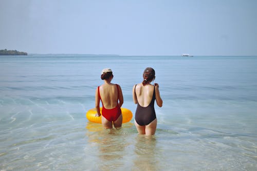 Back View of Two Women at the Beach