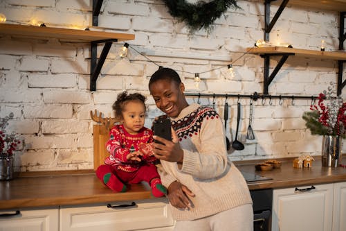 Woman And Child On A Video Call