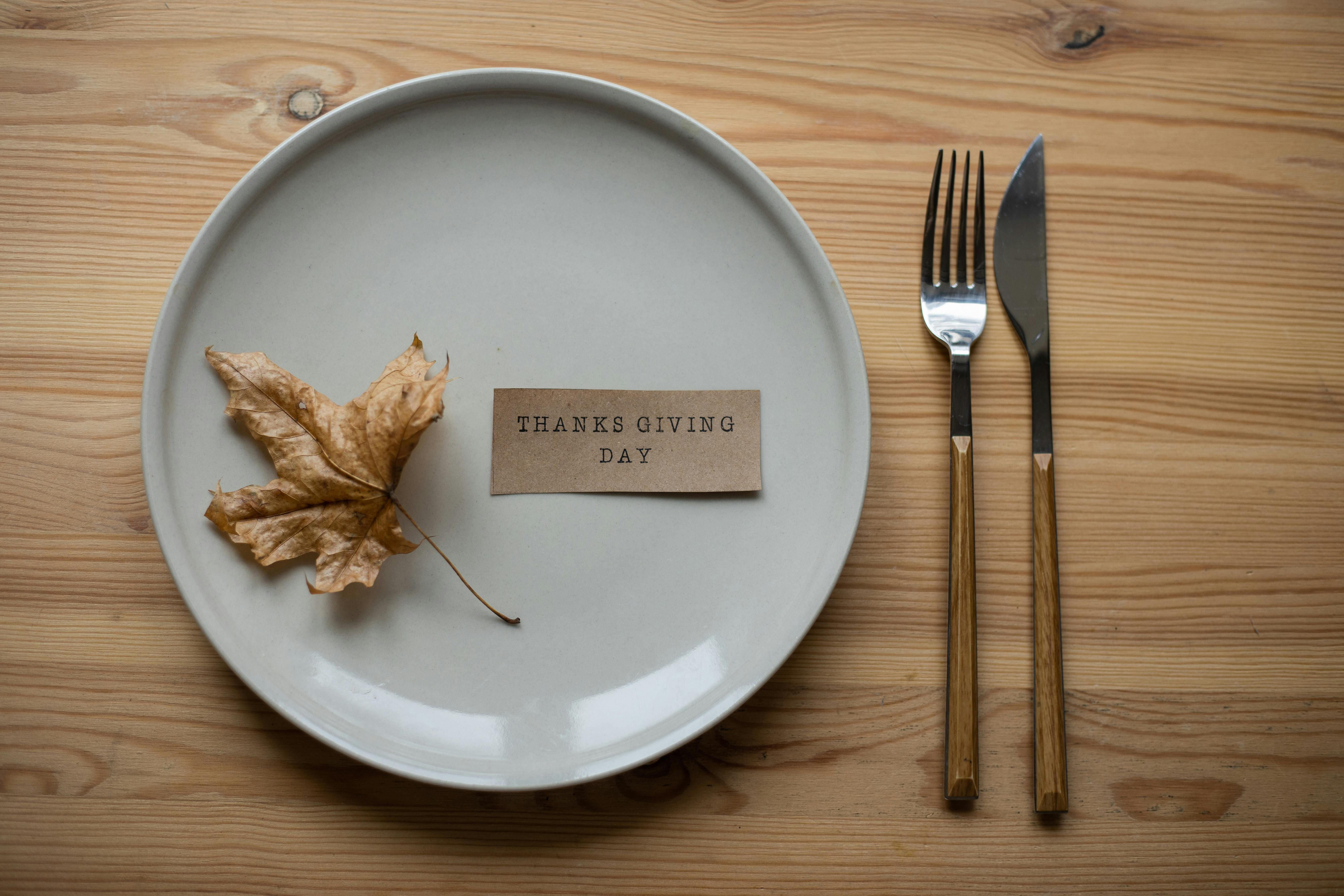 dinner plate with fork and knife