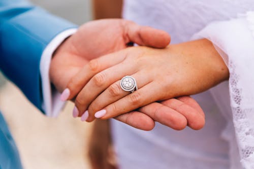 
A Close-Up Shot of a Woman Wearing a Diamond Ring