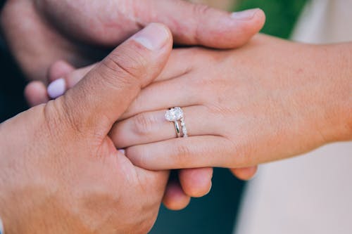 
A Close-Up Shot of a Woman Wearing a Diamond Ring