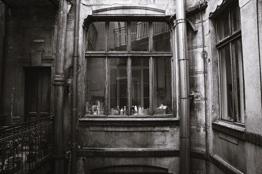 Grayscale Photo of Wooden Window