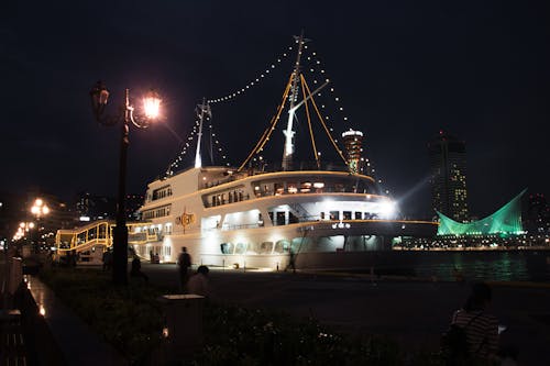 Free stock photo of boat, bright lights, city