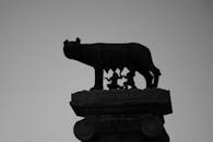 Ancient sculpture of mythical Romulus and Remus