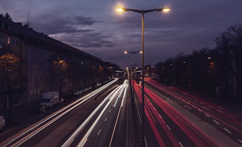 Free A View of a Highway at Night  Stock Photo
