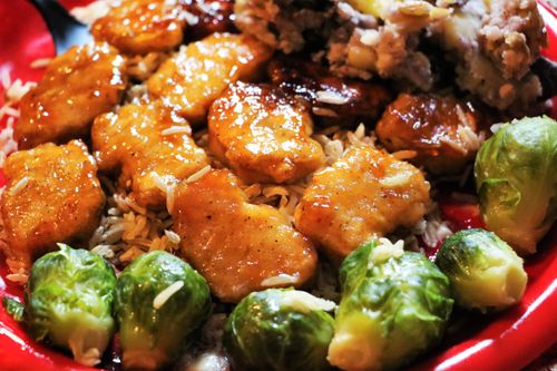 Free stock photo of vegan chicken brusselsprouts Stock Photo
