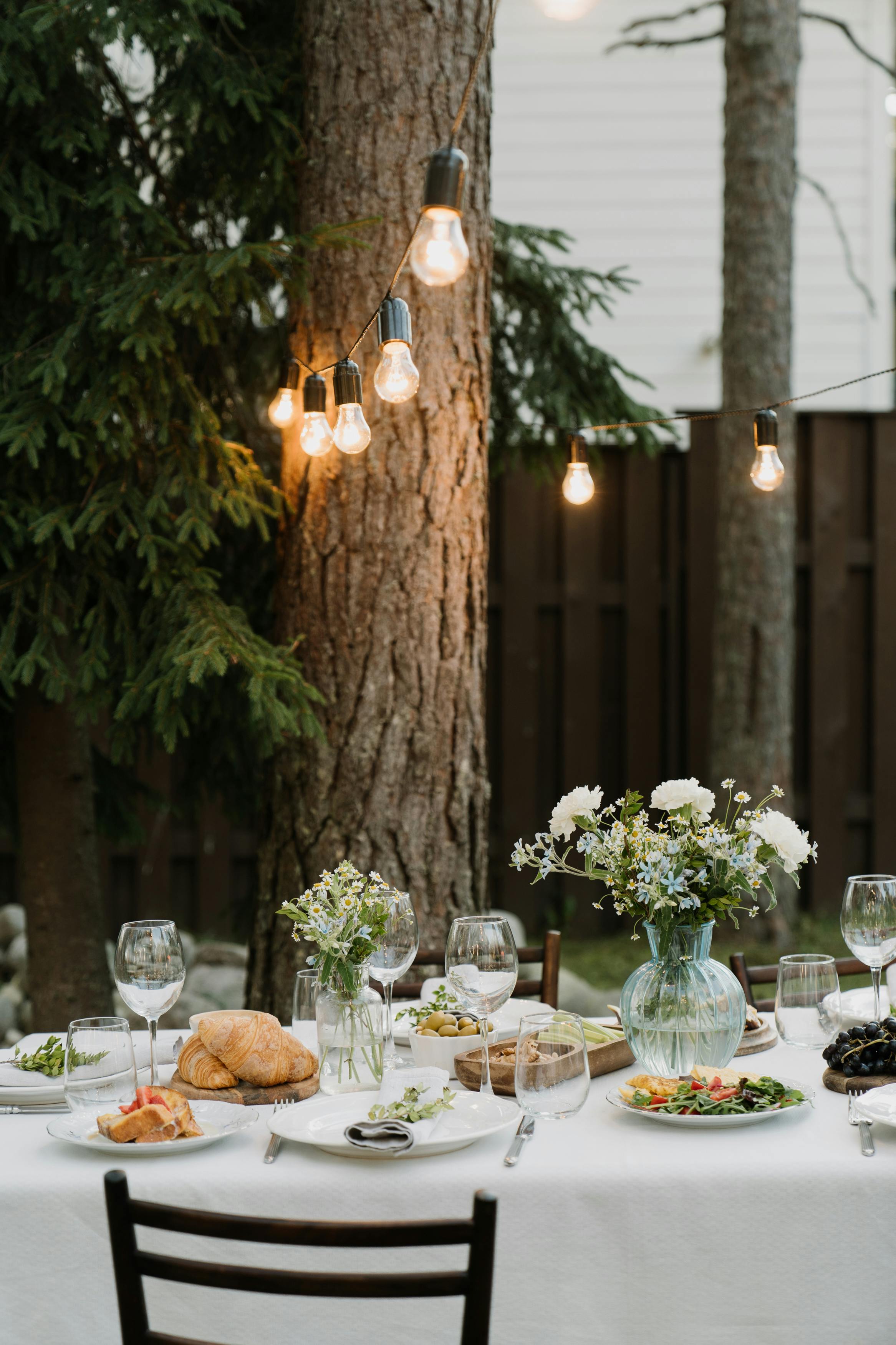 an outdoor table setting