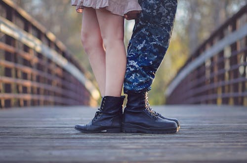 A Couple Wearing Black Leather Boots