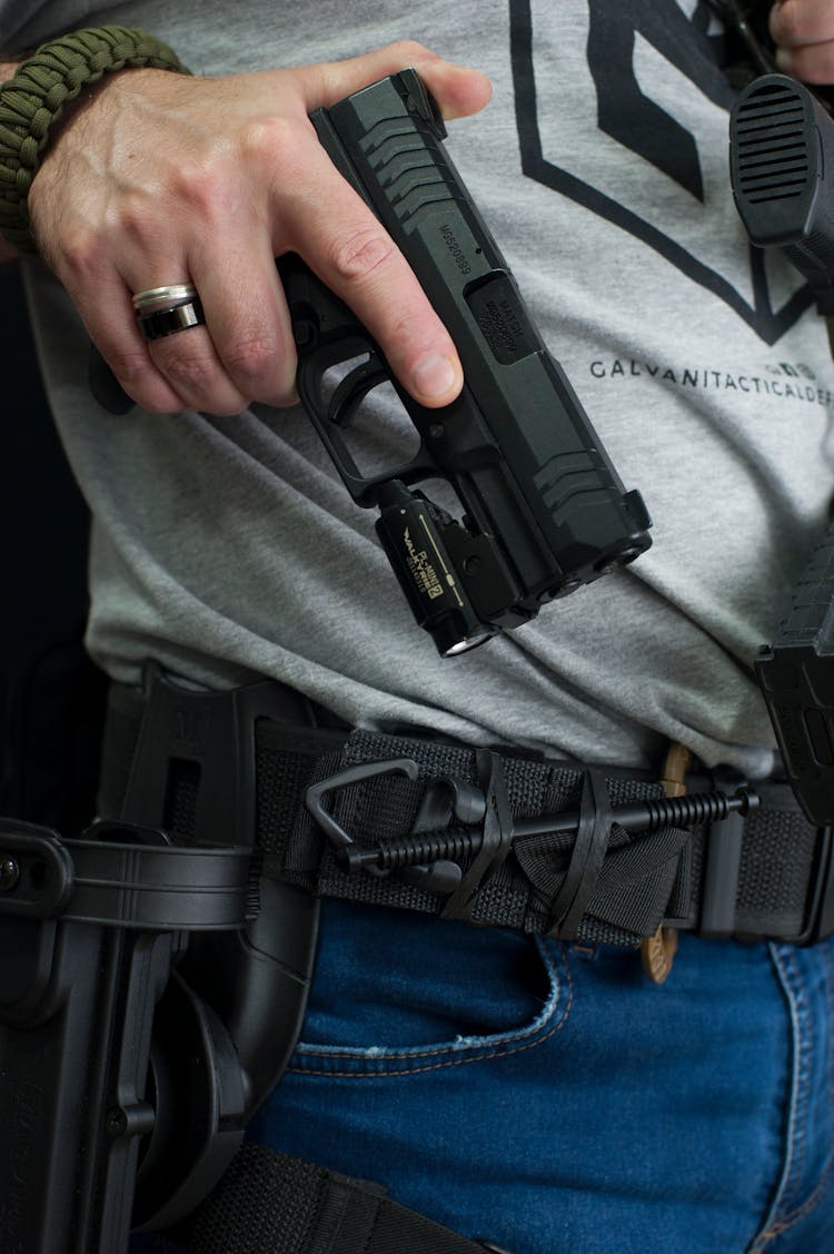 Close-up Shot Of A Hand Holding A Gun