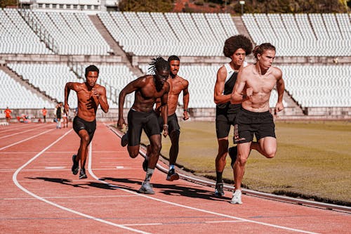 Shirtless Men Running