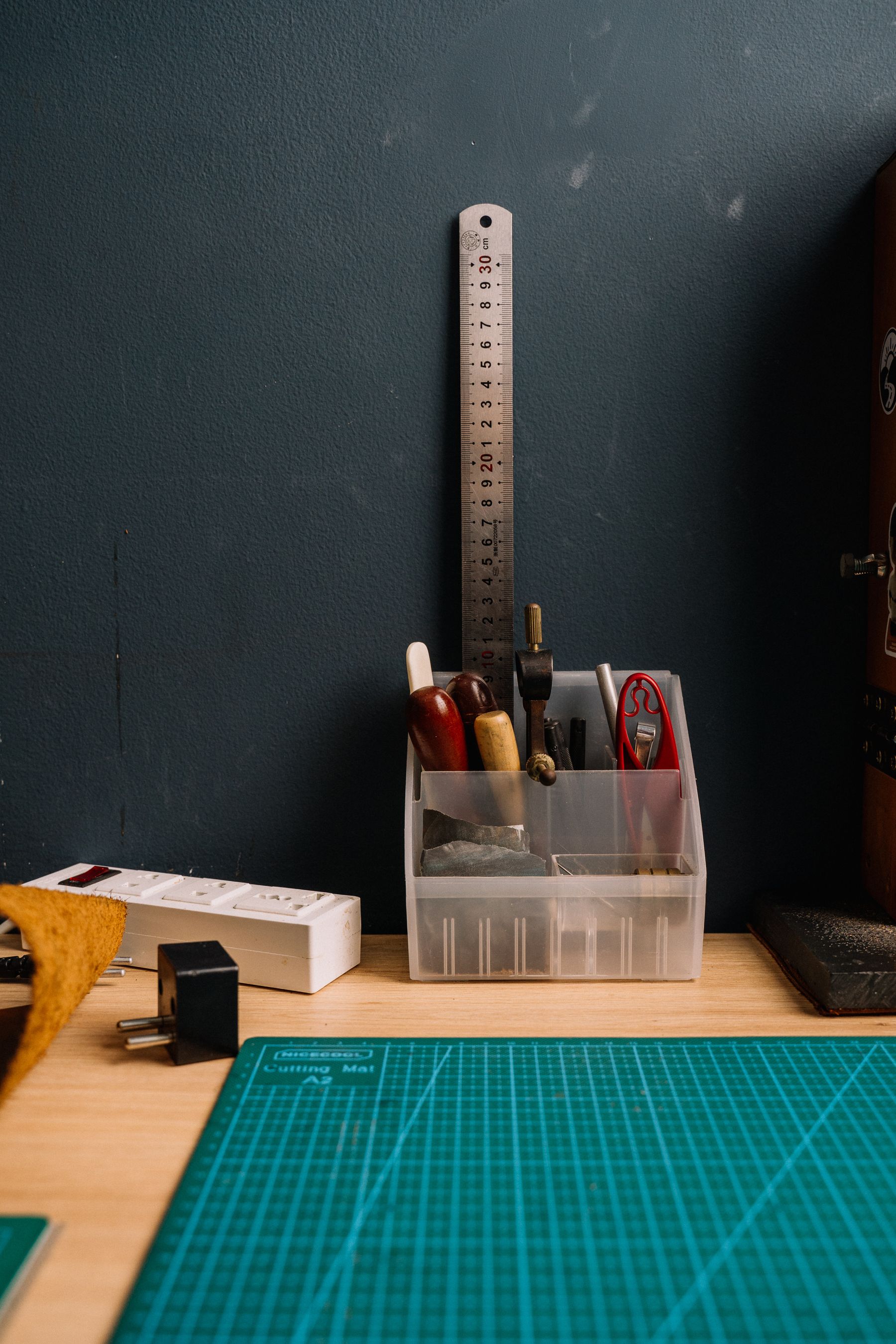 Organized repair tools arranged on a workshop surface