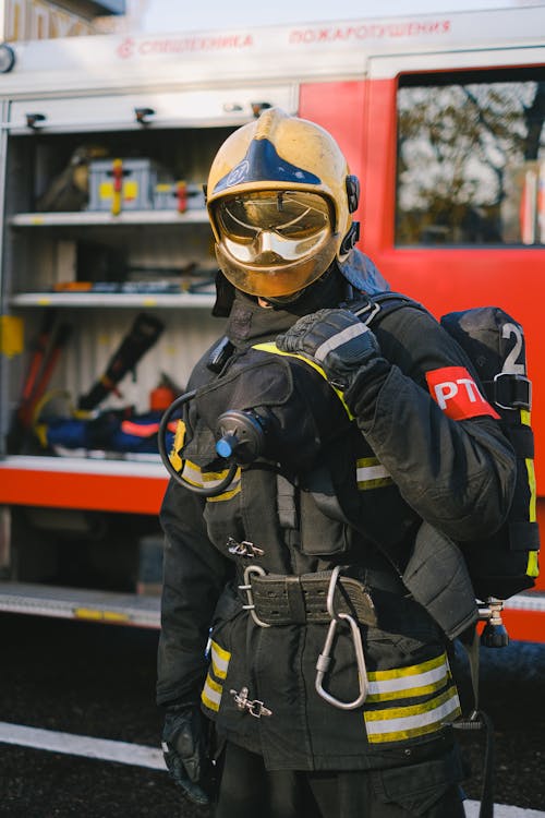 A Firefighter in Uniform