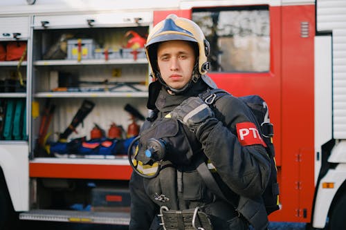 A Firefighter in Uniform