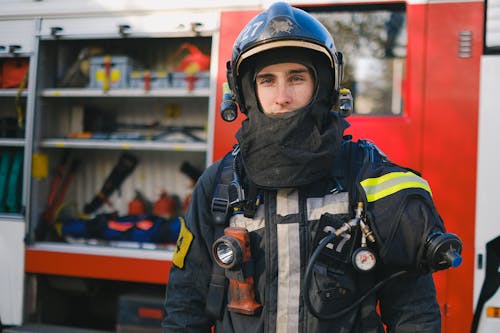 A Firefighter in Uniform 