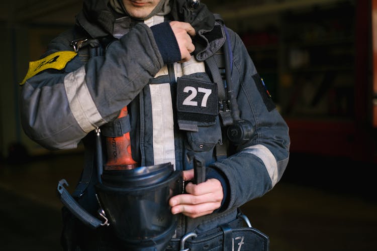 Close-up Of Firefighter In Uniform 