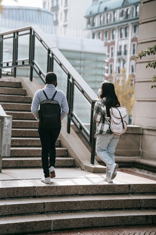 Students walking on stairs in campus