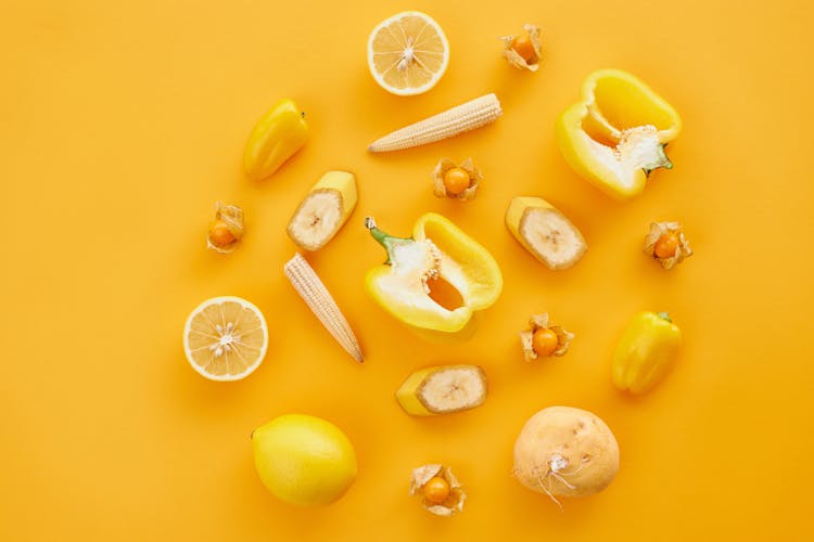 Assorted Yellow Fruits And Vegetables
