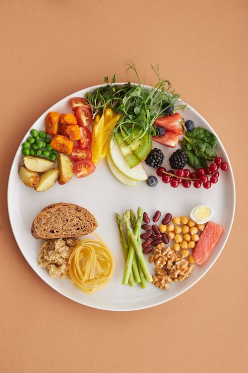 Free Healthy Food Ingredients on a Ceramic Plate Stock Photo