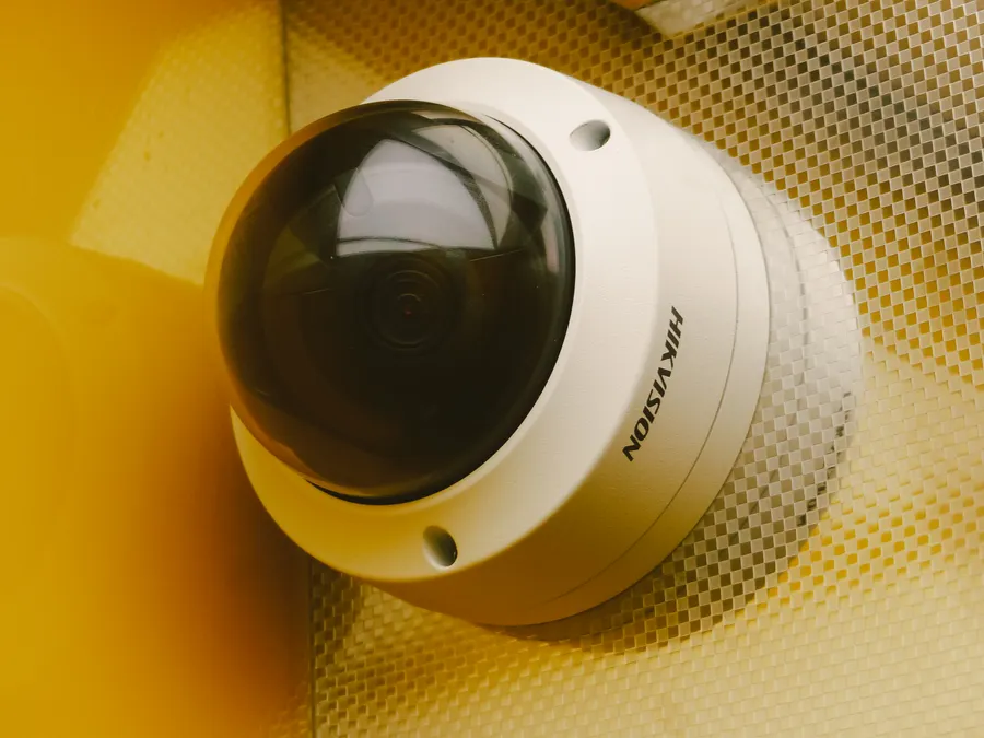 Dome CCTV camera mounted inside a commercial building