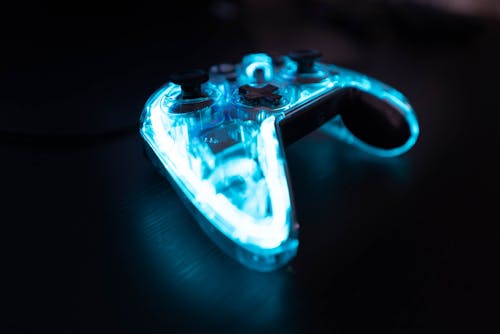 Free Led Game Controller on Table Stock Photo