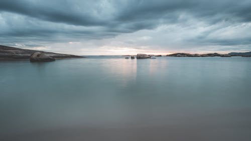 Scenic view of tranquil sea under cloudy sky