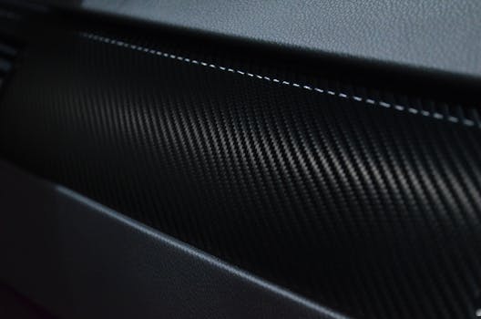 Detailed view of a carbon fiber texture on a car interior showcasing modern design.