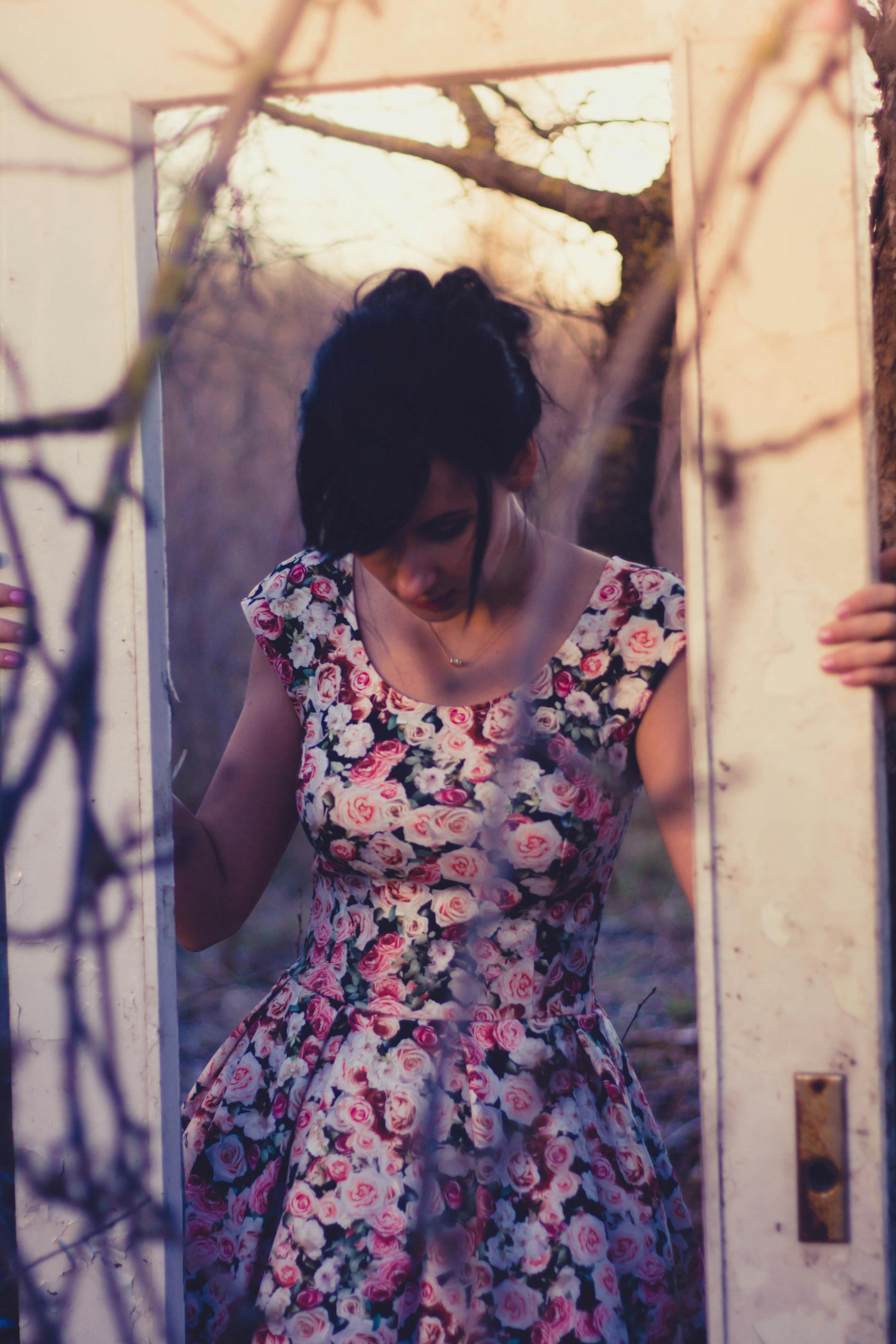 Woman Holding White Wooden 1-lite Door · Free Stock Photo